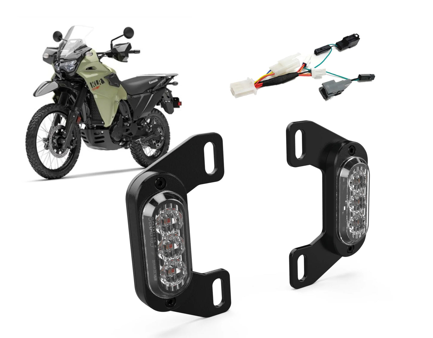 Plug-&-Play Rear T3 Turn Signal License Plate Kit for Kawasaki KLR650